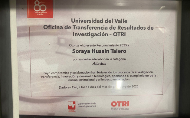 Reconocimiento OTRI a Soraya Husain Talero